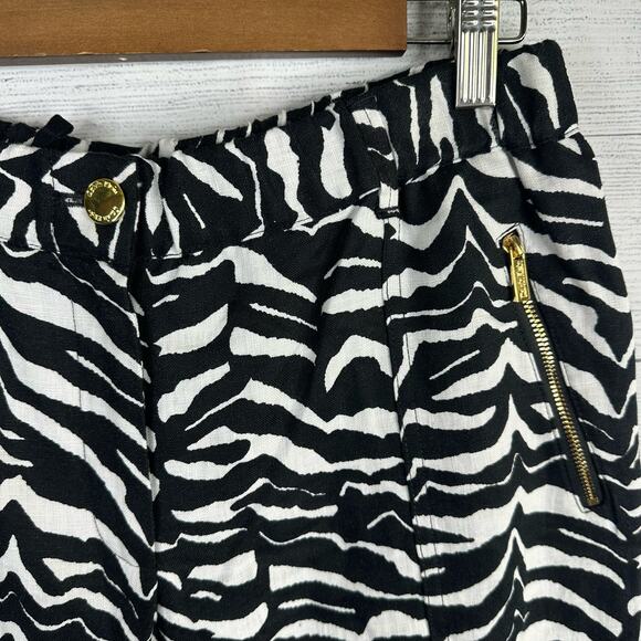 Calvin Klein Womens size XS Zebra Print 100% Linen Cropped Pants Black White NEW - Picture 6 of 14